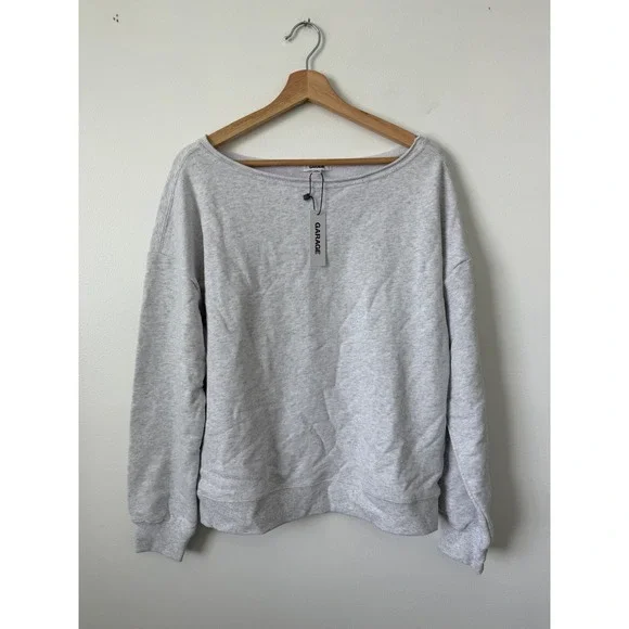 Garage SoftTerry™ Rib Off-Shoulder Sweater – Spring Grey Mix – Size Small – NWT - Picture 2 of 4